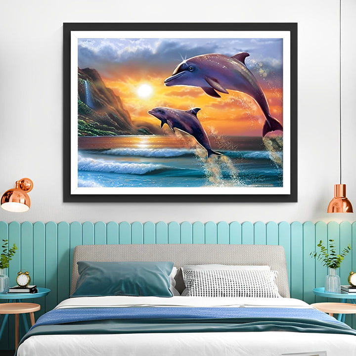 Dolfijnen in de Ochtendzon Diamond Painting
