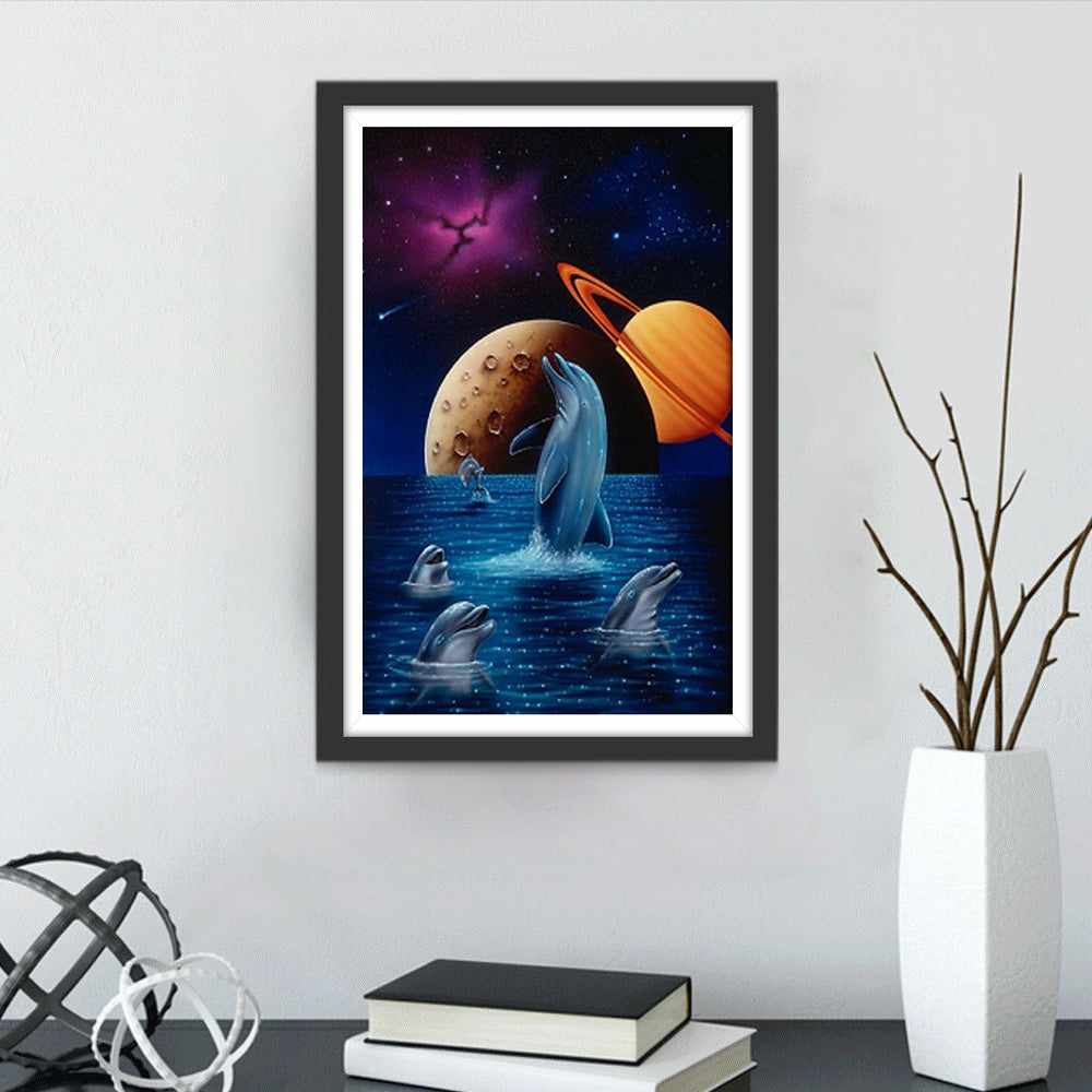 Dolfijnen onder de Planeten Diamond Painting