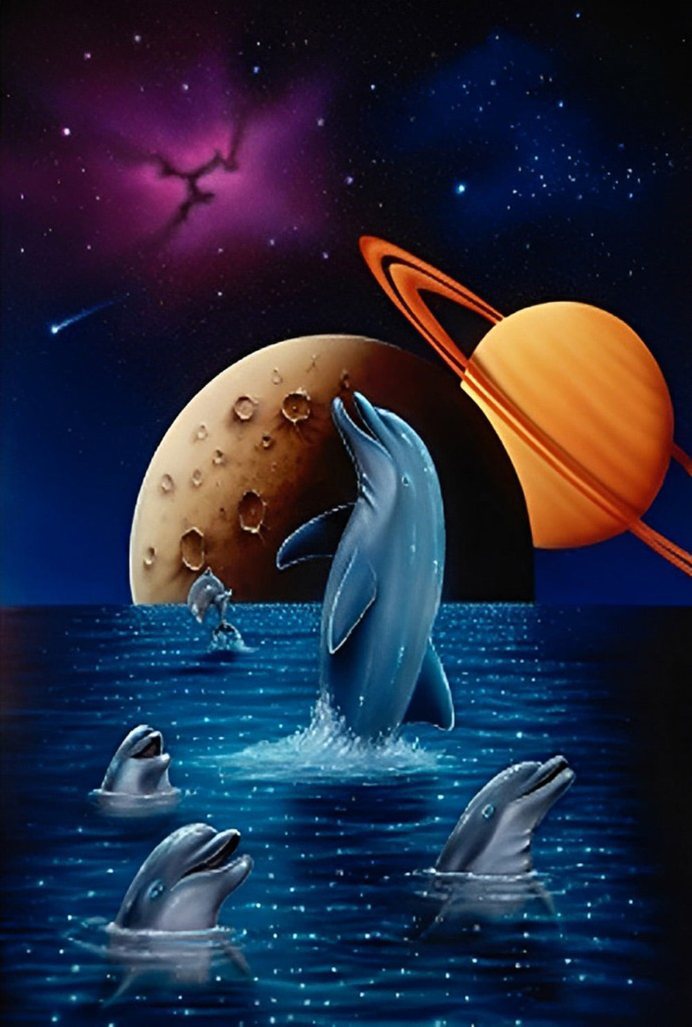 Dolfijnen onder de Planeten Diamond Painting