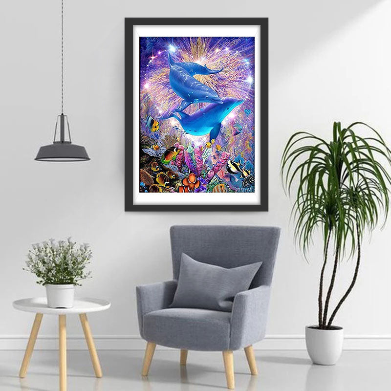 Dolfijnen voor een Dromerige Achtergrond Diamond Painting