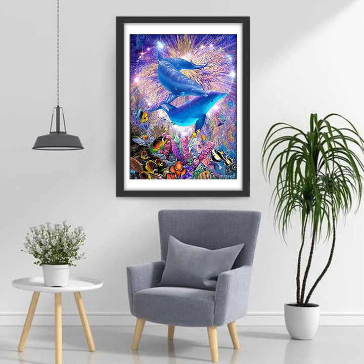 Dolfijnen voor een Dromerige Achtergrond Diamond Painting