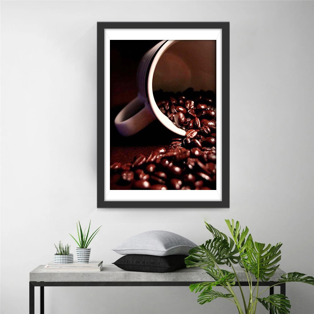 Donkergebrande Koffiebonen Diamond Painting