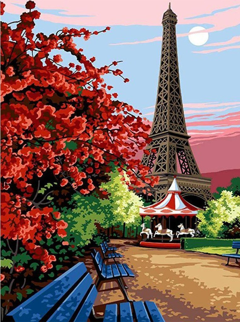 Draaimolen en de Eiffeltoren Diamond Painting
