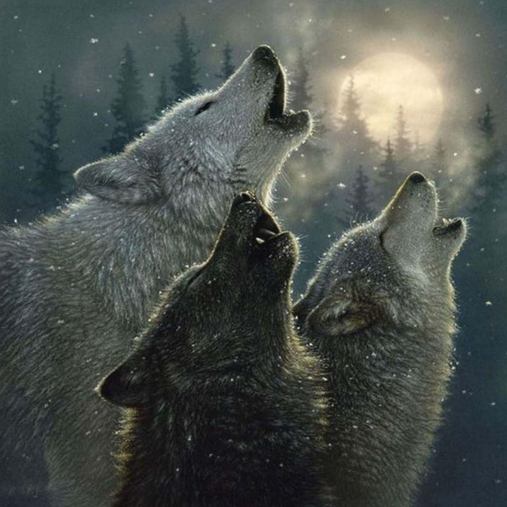 Drie Huilende Wolven Diamond Painting