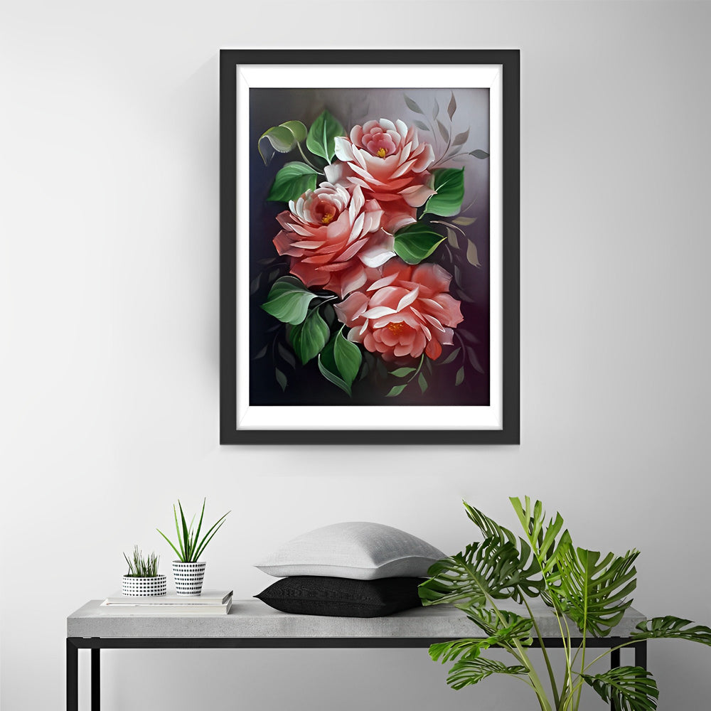 Drie Roze Rozen Diamond Painting