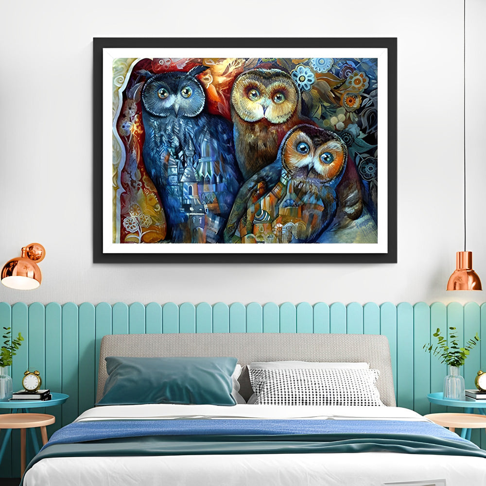 Drie Uilen met Graffiti Diamond Painting