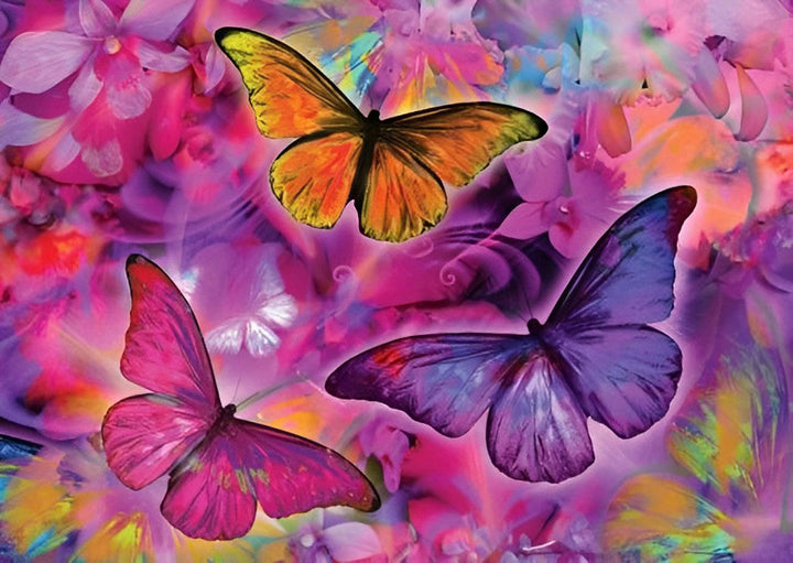 Drie Vlinders op een Gekleurde Achtergrond Diamond Painting