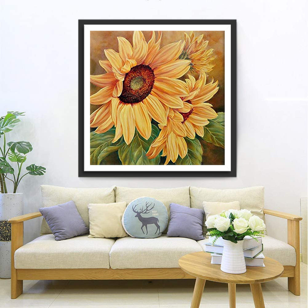 Drie Zonnebloemen Diamond Painting
