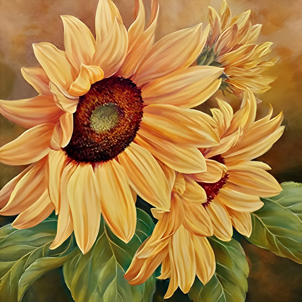 Drie Zonnebloemen Diamond Painting