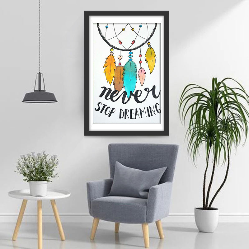 Dromenvanger-afbeelding met 'Blijf Dromen Diamond Painting