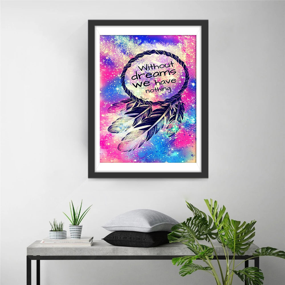 Dromenvanger-beeld met Levensmotto Diamond Painting