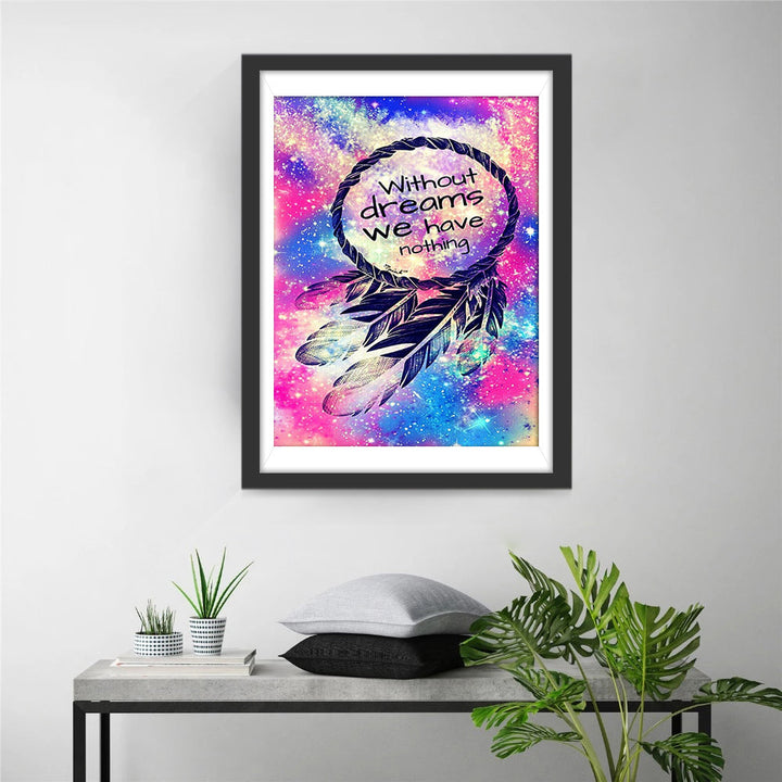 Dromenvanger-beeld met Levensmotto Diamond Painting