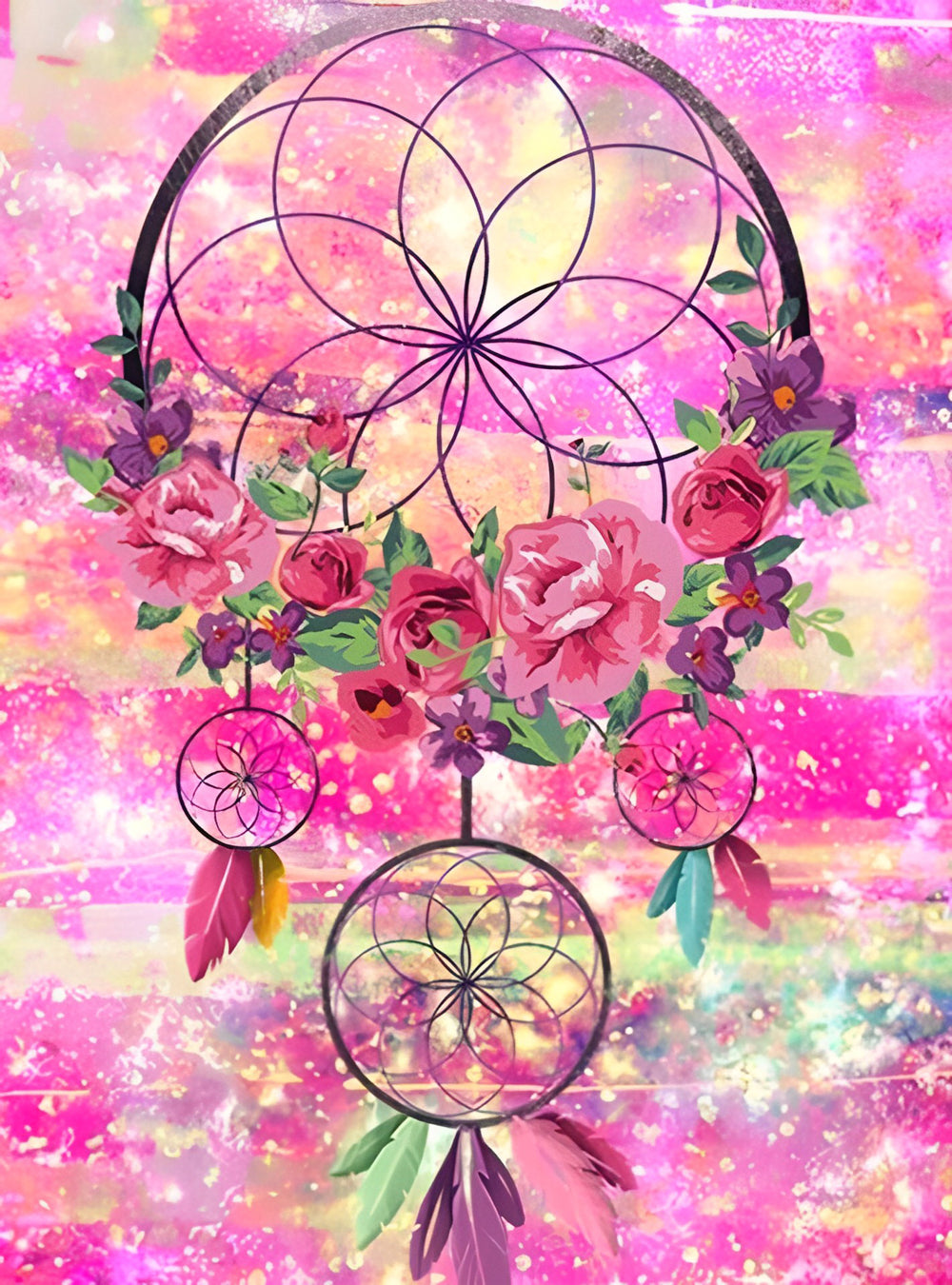Dromenvanger met Rozen Diamond Painting