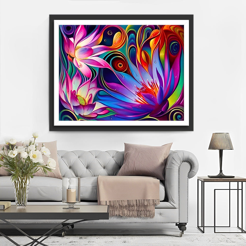 Dromerig Verwarrend Geabstraheerd Bloemengezicht Diamond Painting