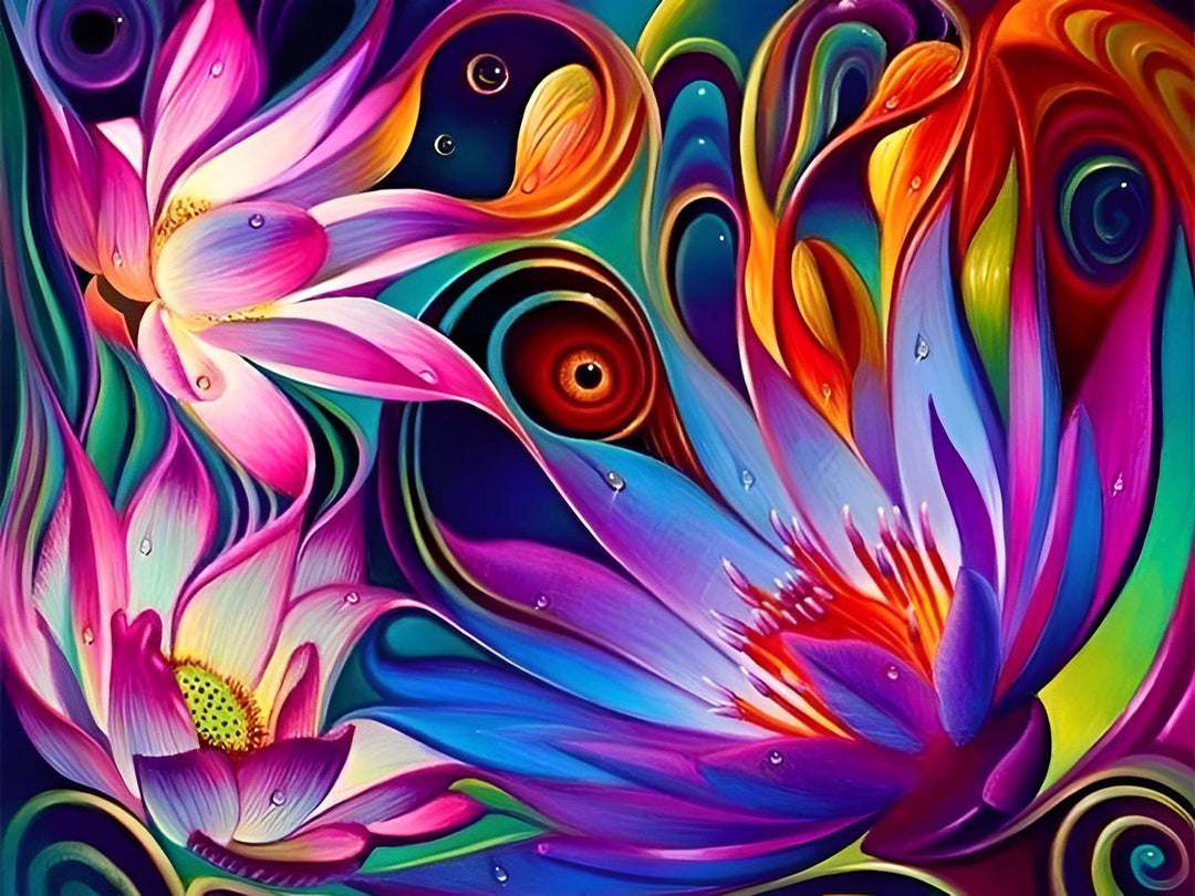 Dromerig Verwarrend Geabstraheerd Bloemengezicht Diamond Painting