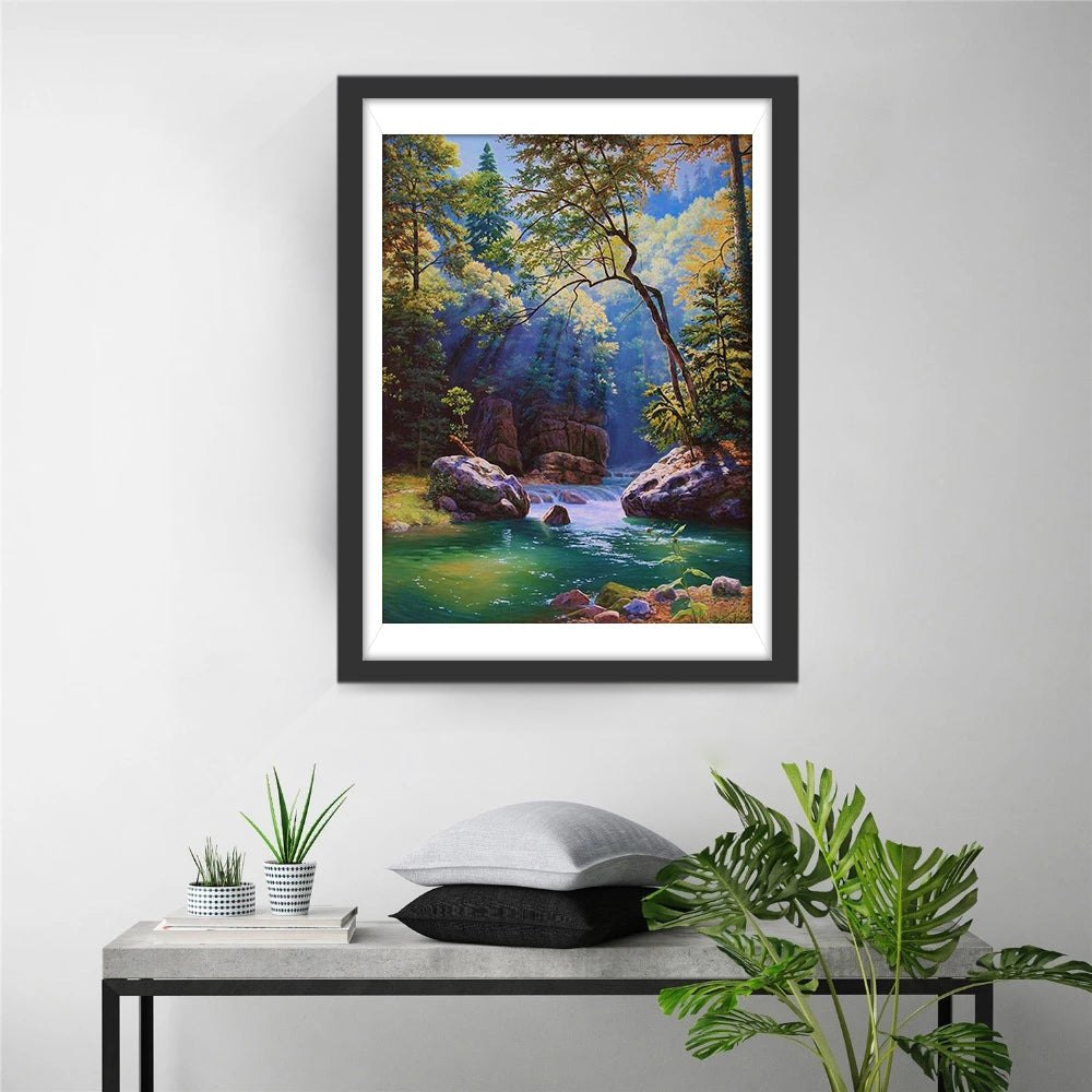 Dromerige Impressie van een Natuurparadijs met Licht Diamond Painting