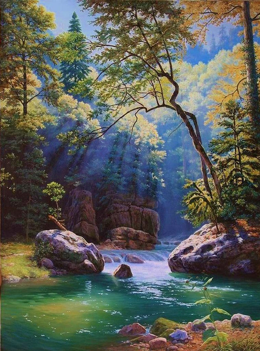 Dromerige Impressie van een Natuurparadijs met Licht Diamond Painting