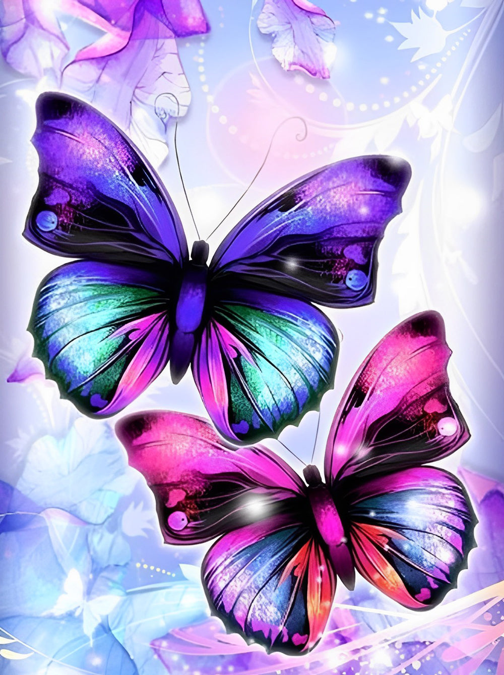 Dromerige Paarse en Roze Vlinders Diamond Painting