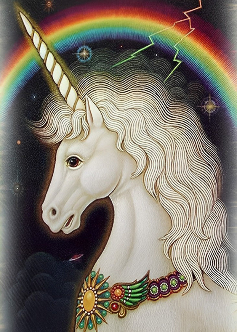 Edele Eenhoorn met Regenboogachtergrond Diamond Painting