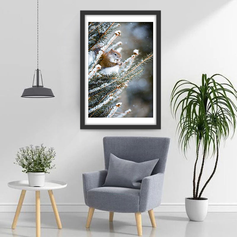Eekhoorn in een Cederboom Diamond Painting