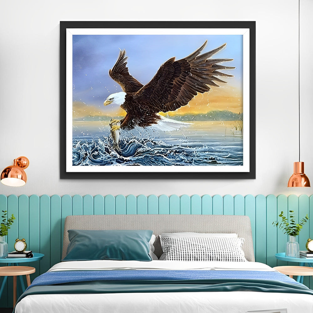 Een Adelaar aan het Vissen Diamond Painting
