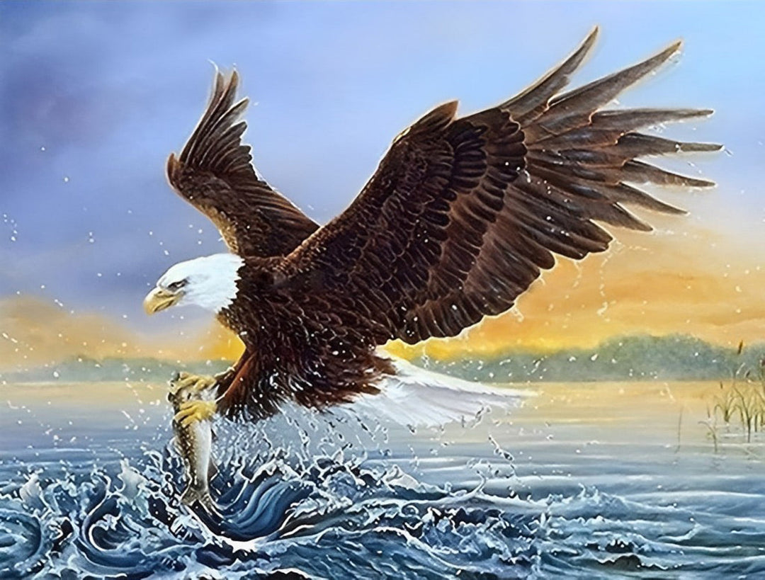 Een Adelaar aan het Vissen Diamond Painting