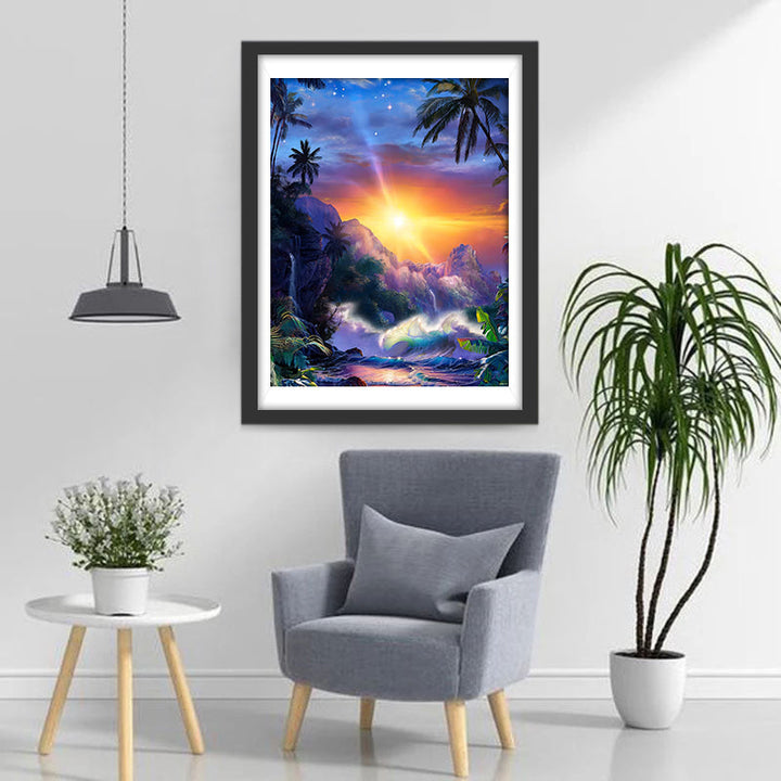 Een Adembenemend Plaatje van de Tropische Zonsopgang Diamond Painting