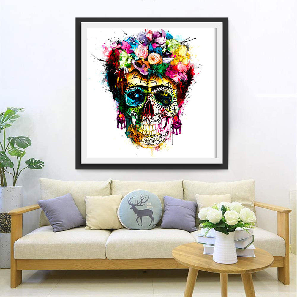Een Avant-Garde Bloemen-Doods-modestatement Diamond Painting