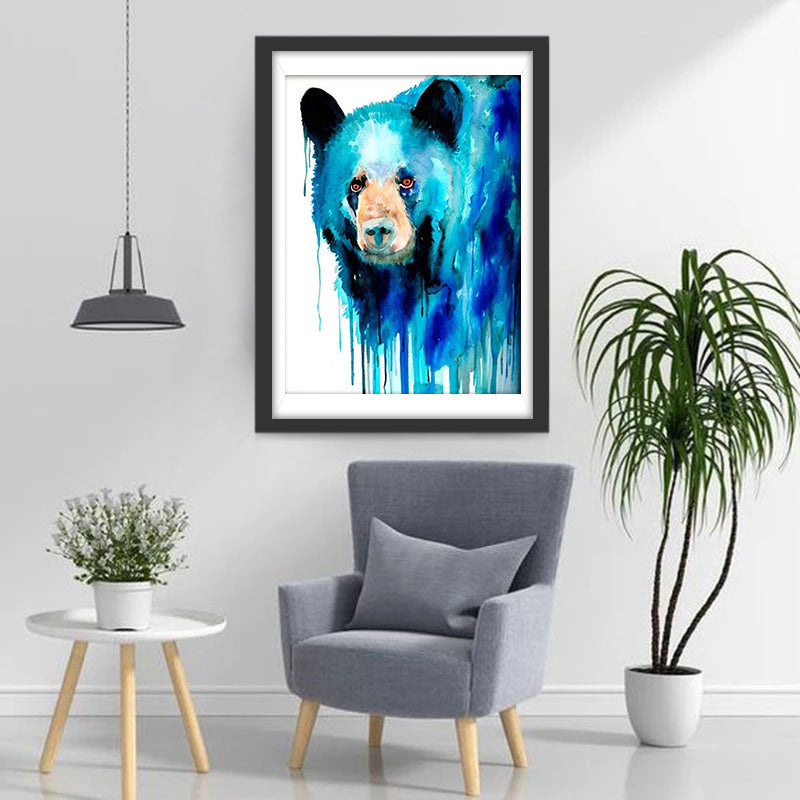 Een Beer met Blauwe Graffiti Diamond Painting