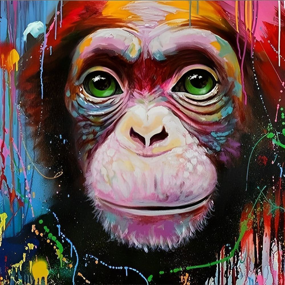 Een Beschilderde Aap Diamond Painting