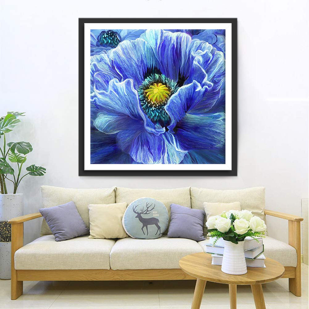 Een Blauwe Bloem als van een Droom Diamond Painting