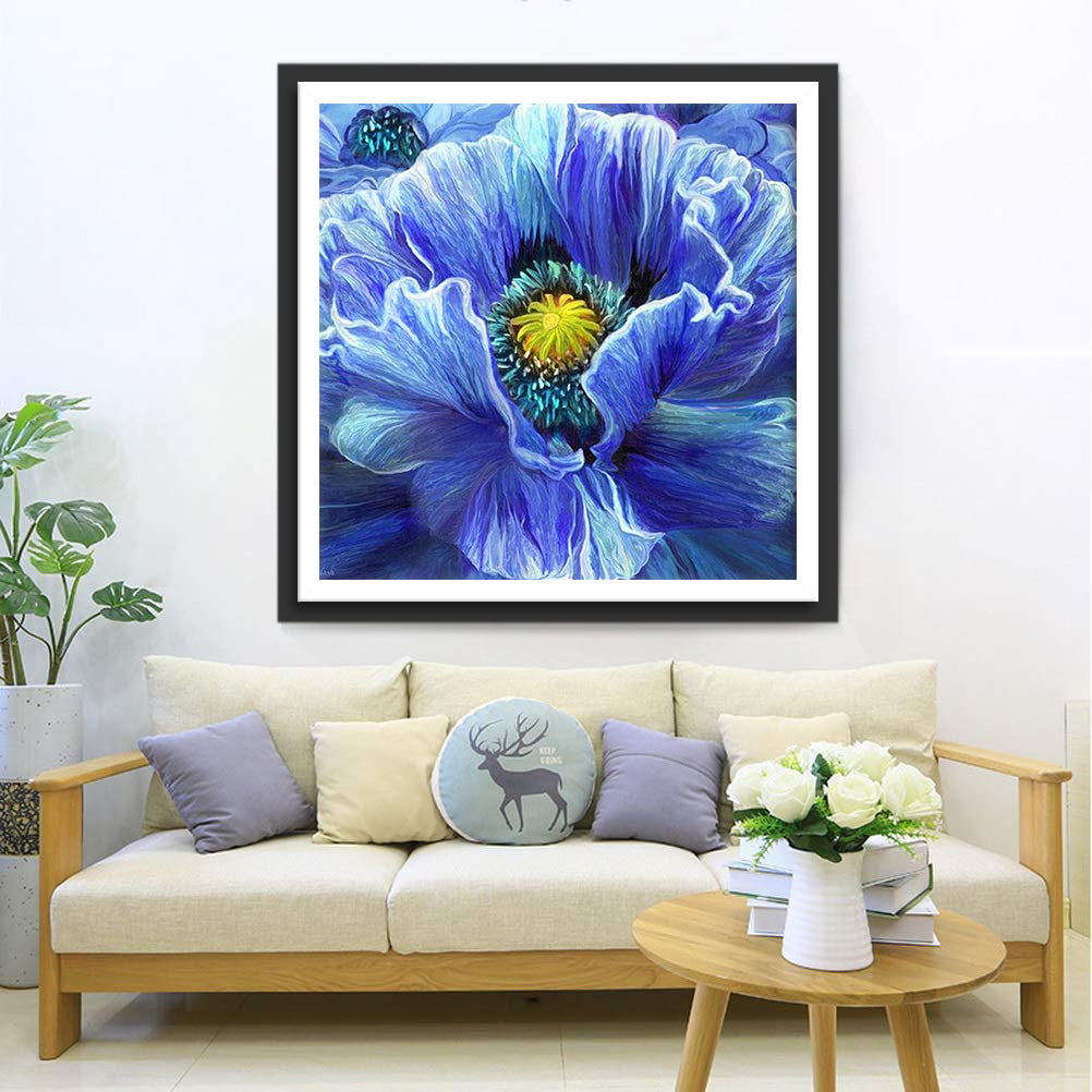 Een Blauwe Bloem als van een Droom Diamond Painting