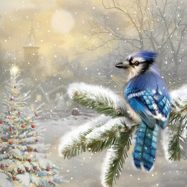 Een Blauwe Vogel op een Ceder Diamond Painting