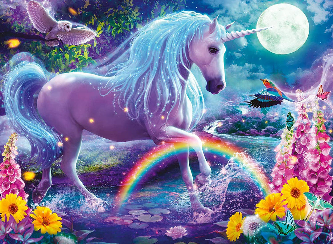 Een Blauwharige Eenhoorn in een Prachtige Omgeving Diamond Painting