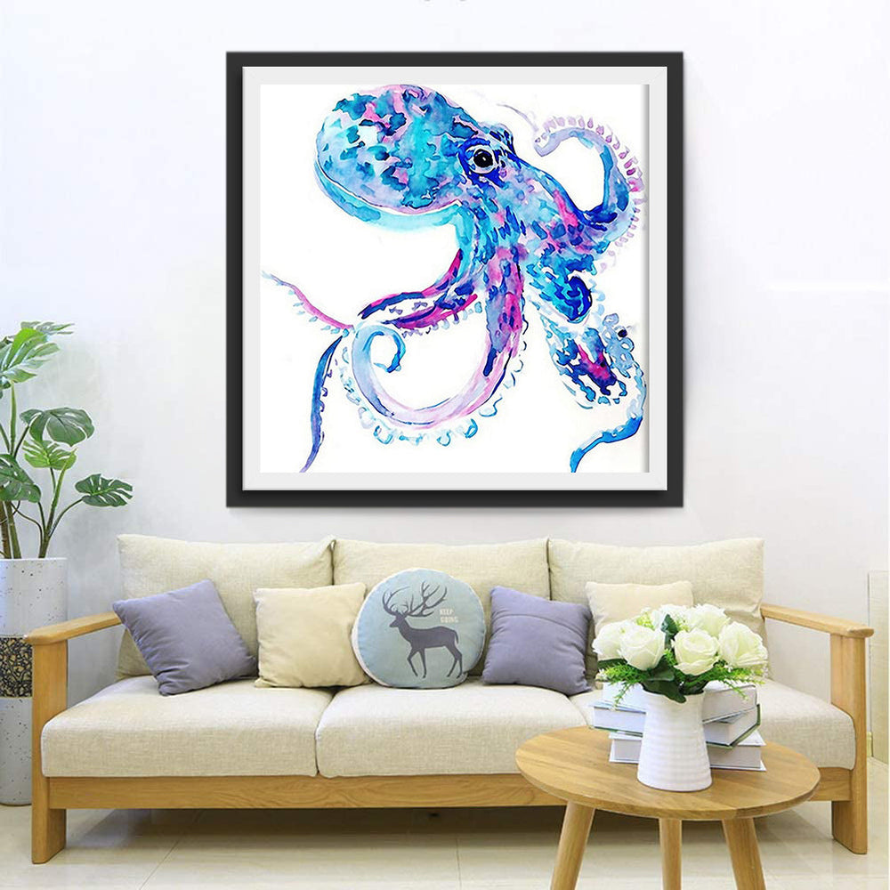 Een Blauwroze Inktvis Diamond Painting