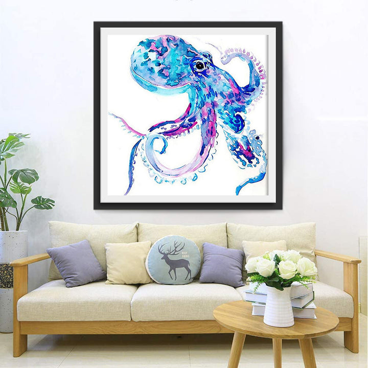 Een Blauwroze Inktvis Diamond Painting