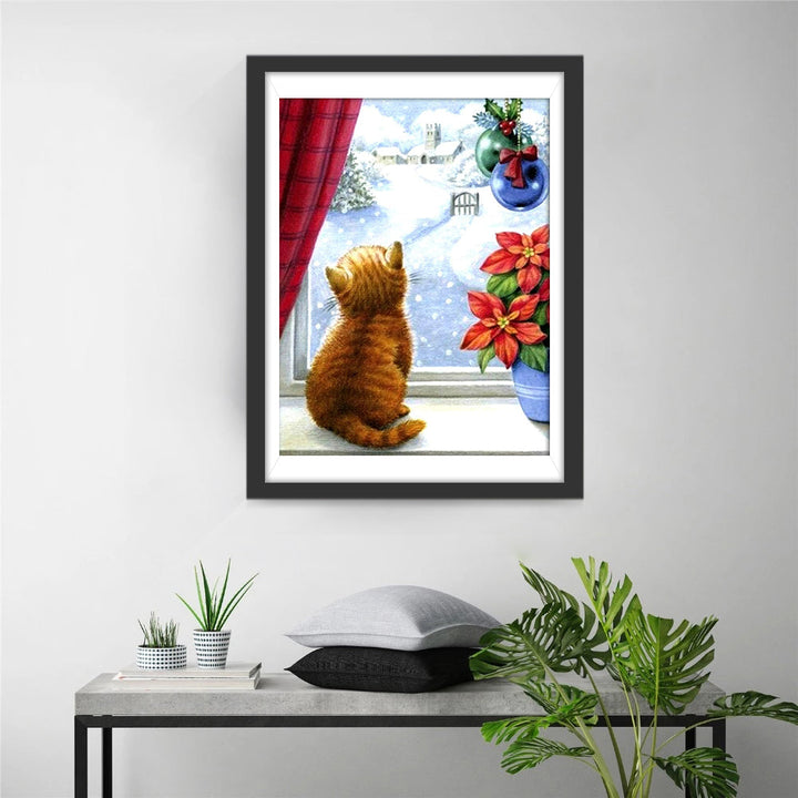 Een Blik op Winterse Kerstpracht  Diamond Painting
