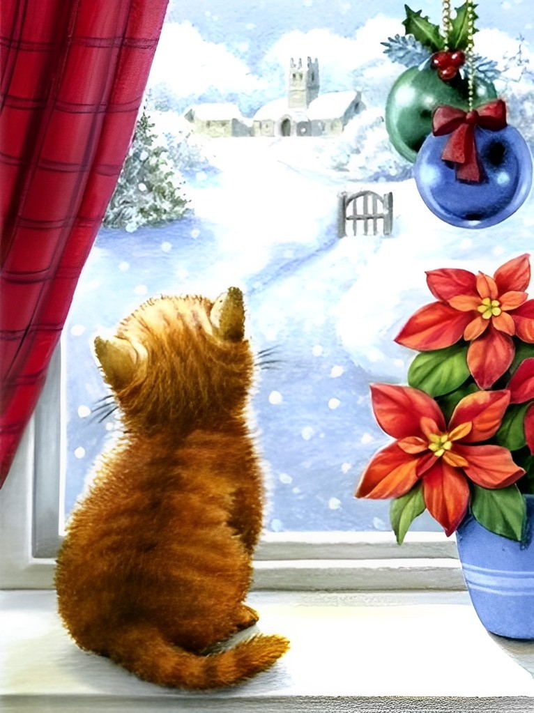 Een Blik op Winterse Kerstpracht  Diamond Painting