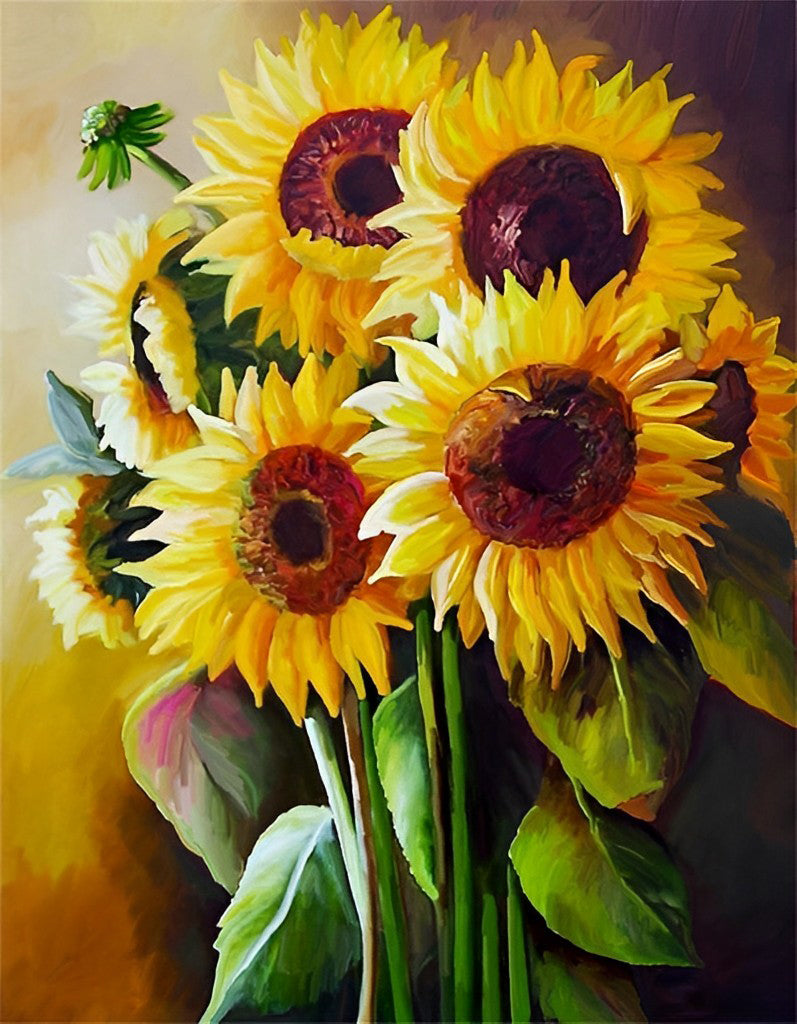 Een Boeket Zonnebloemen Diamond Painting