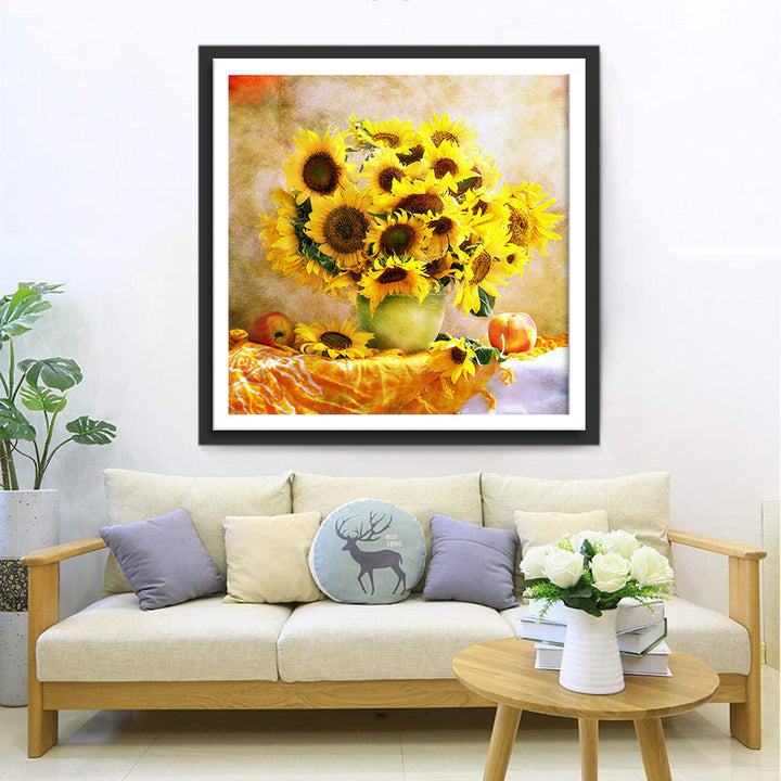 Een Boeket Zonnebloemen in een Vaas Diamond Painting