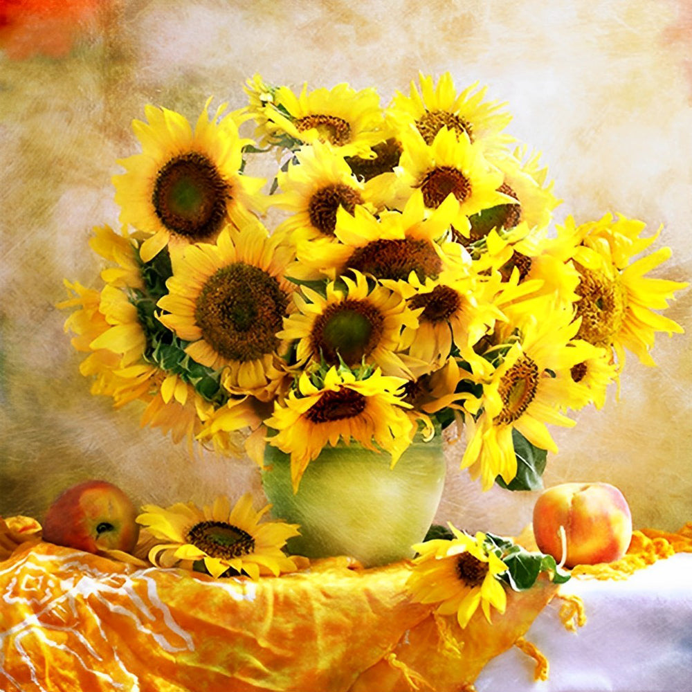 Een Boeket Zonnebloemen in een Vaas Diamond Painting
