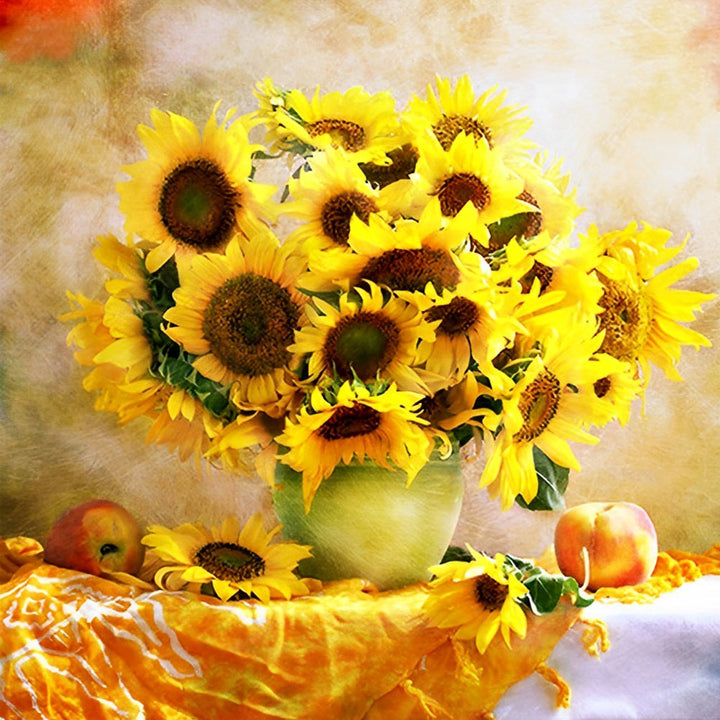 Een Boeket Zonnebloemen in een Vaas Diamond Painting