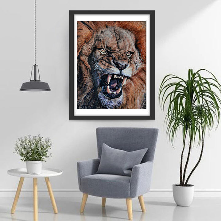 Een Boze en Woedende Leeuw Diamond Painting