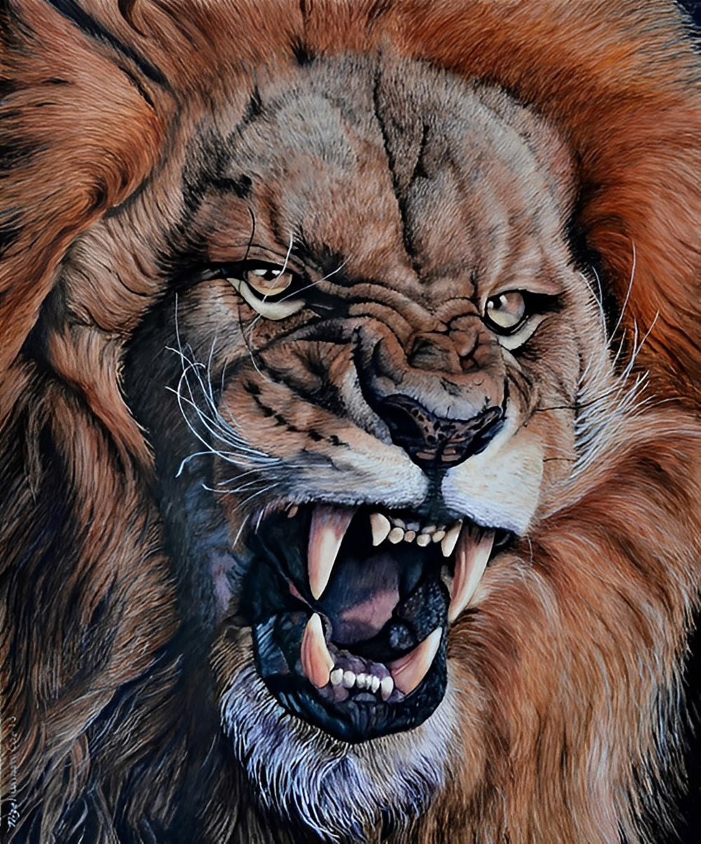 Een Boze en Woedende Leeuw Diamond Painting