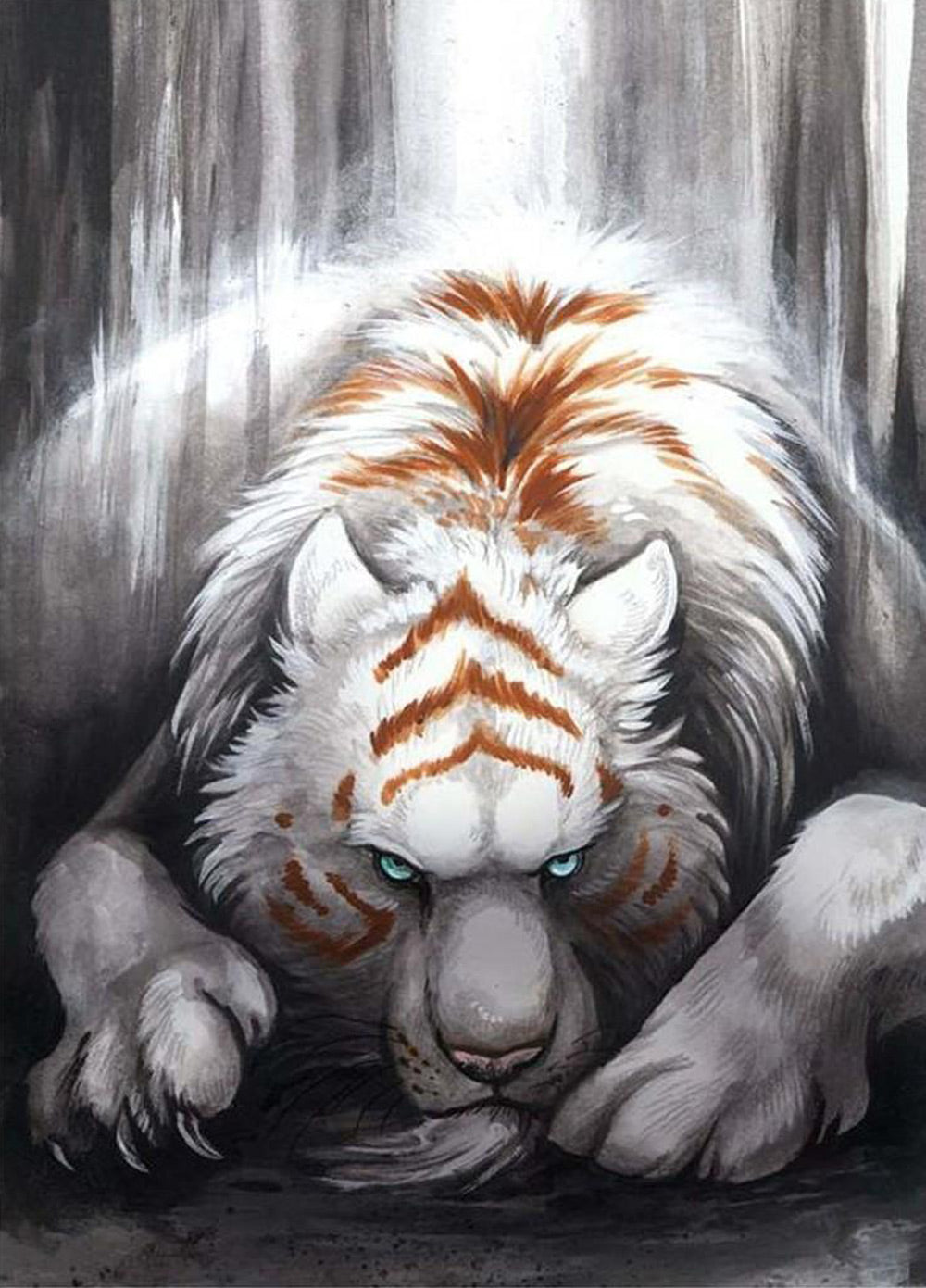 Een Boze Tijger met Groene Ogen Diamond Painting