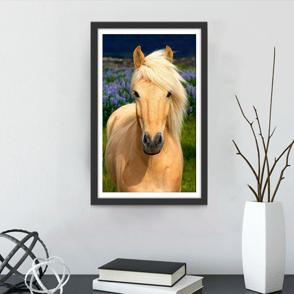 Een Bruin Paard met een Witte Manen Diamond Painting