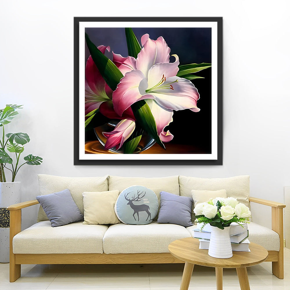 Een Delicate Witte Lelie in Vaas Diamond Painting