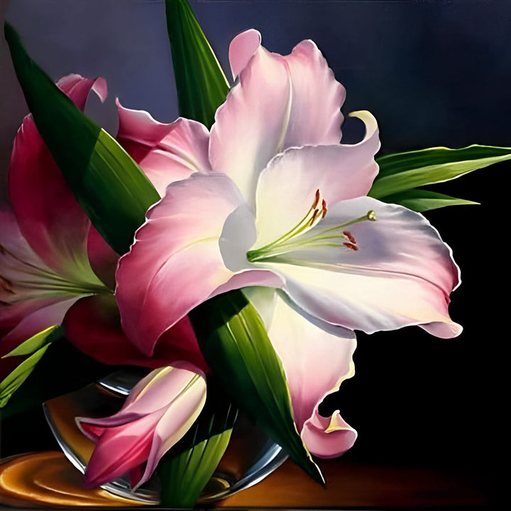Een Delicate Witte Lelie in Vaas Diamond Painting