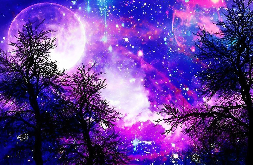 Een Dromerige Purper-Roze Kosmische Wereld Diamond Painting