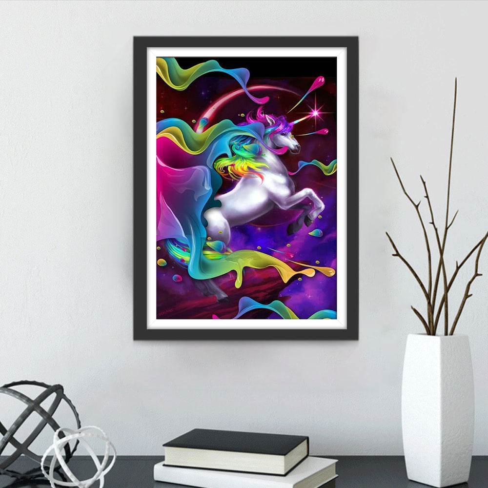 Een Eenhoorn en Overdreven Gekleurde Vacht Diamond Painting